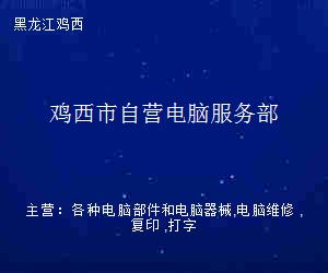 堅守赤誠，用心服務——雞西市自營電腦服務部經驗談